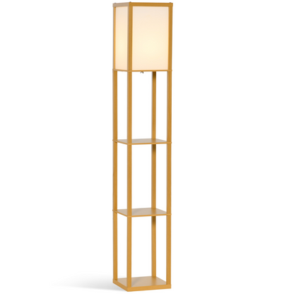 4‑Tier Storage Floor Lamp – Natural
