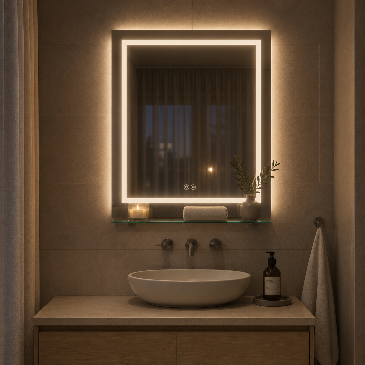 Dimmable Defog LED Vanity Mirror