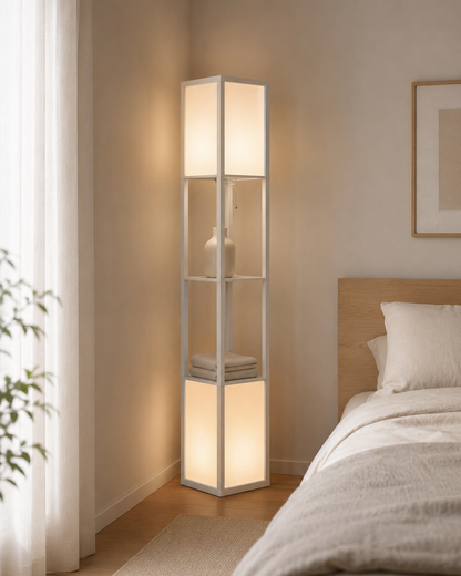 Modern Shelf Lamp with Dual Lighting - Light Grey