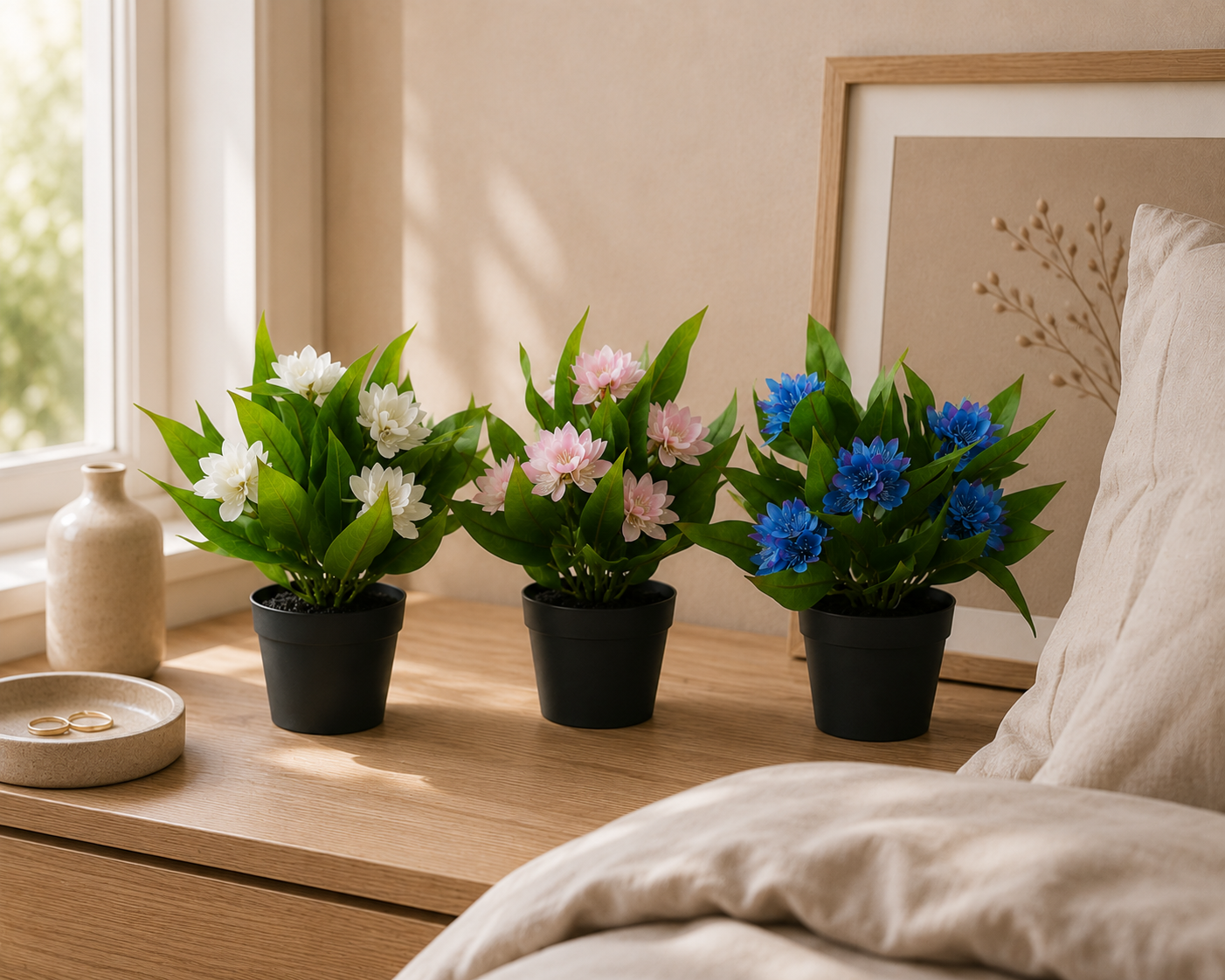 3-Pack Artificial Faux Freesia Plants
