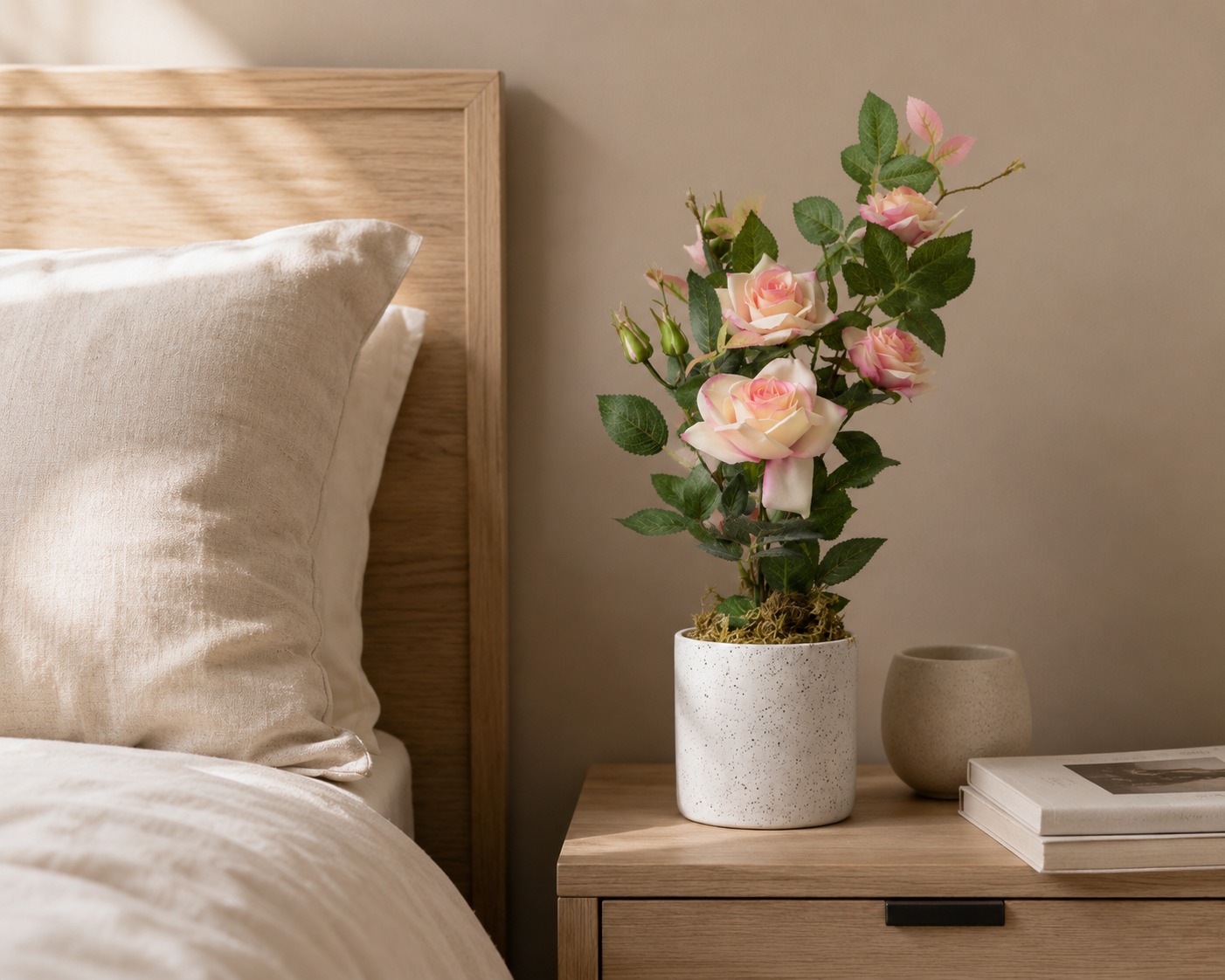 Potted Artificial Pink Rose