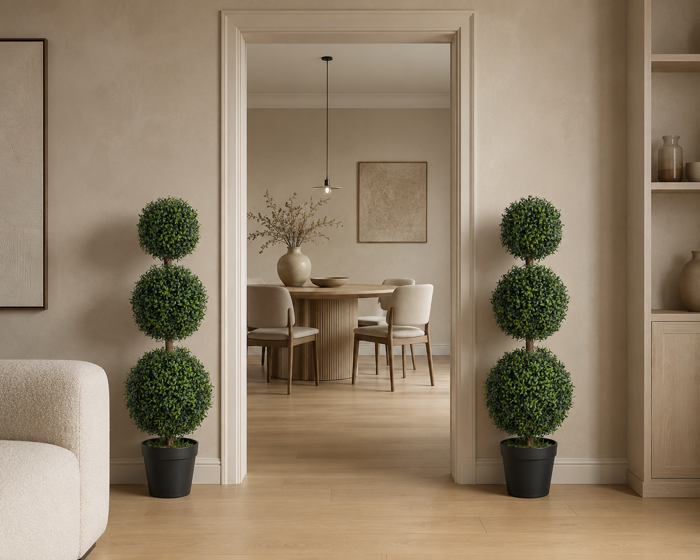 Decorative Artificial Boxwood Trees - Set of 2
