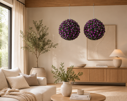 Artificial Topiary Rose Balls - Set of 2