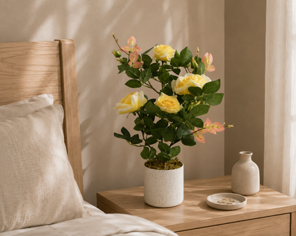 Potted Artificial Yellow Rose