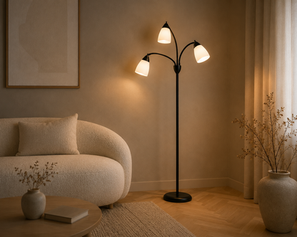 3‑Light Adjustable Arc Lamp - Black