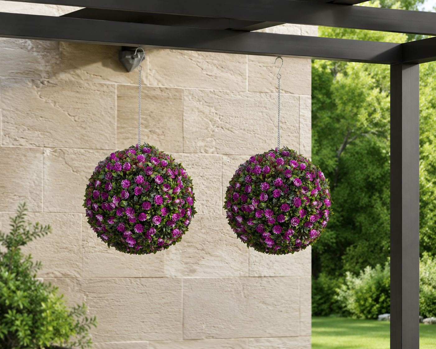 Artificial Topiary Rose Balls - Set of 2