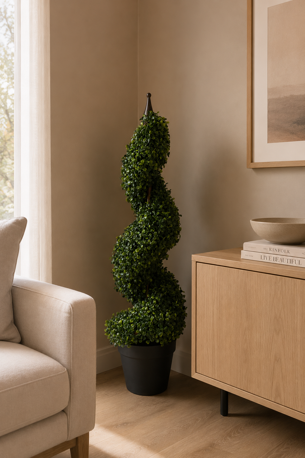 Spiral Artificial Boxwood Tower