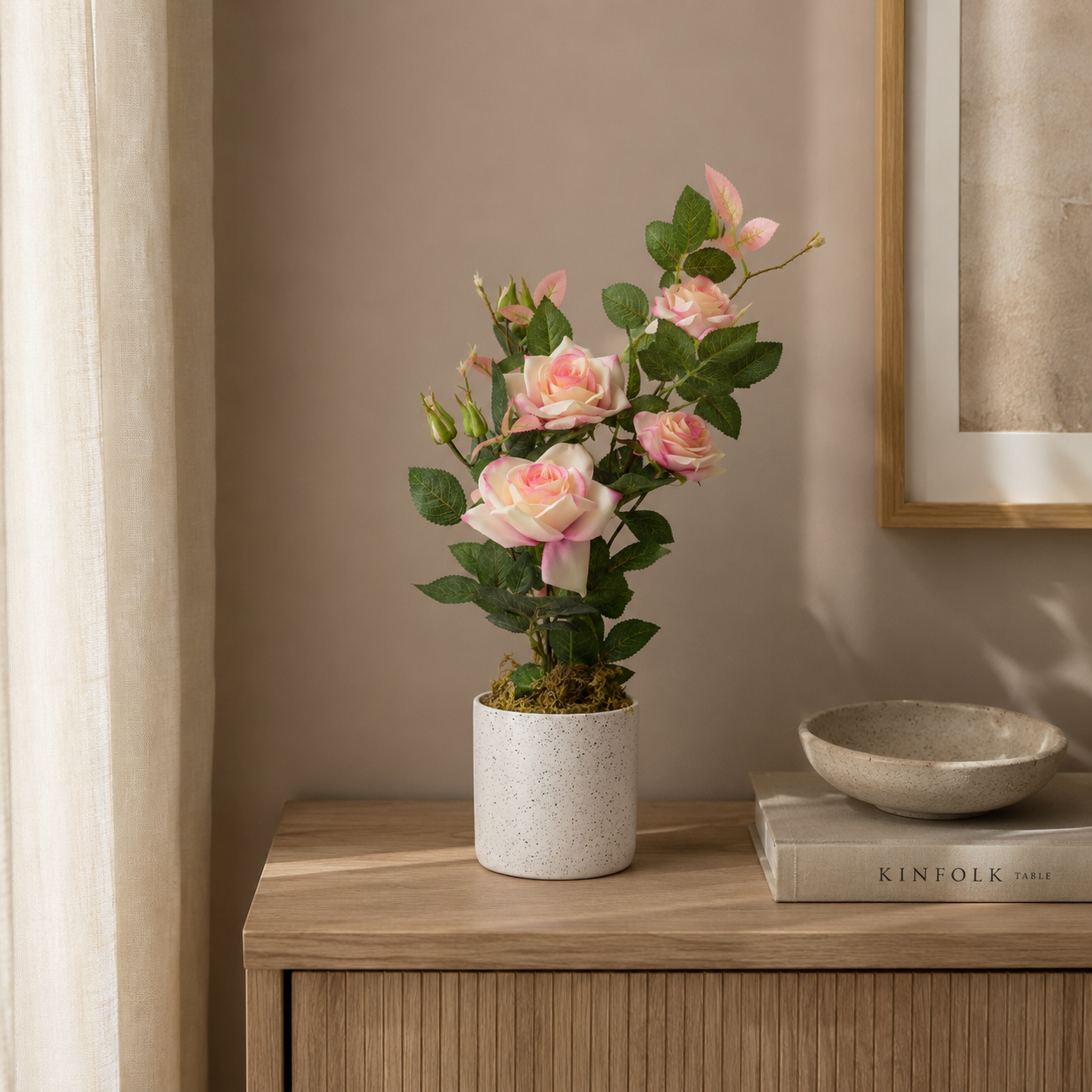 Potted Artificial Pink Rose
