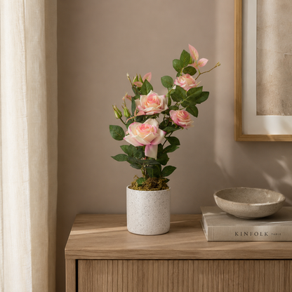 Potted Artificial Pink Rose