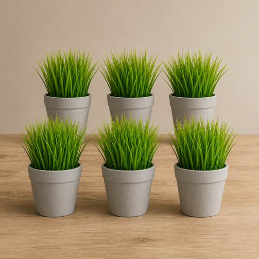6-Pack Artificial Mini Grass Plant Bundle
