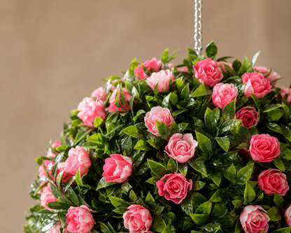 Artificial Topiary Rose Balls - Set of 2