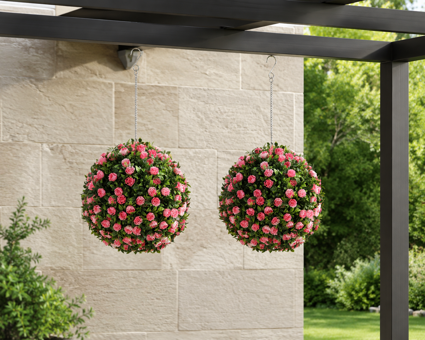 Artificial Topiary Rose Balls - Set of 2