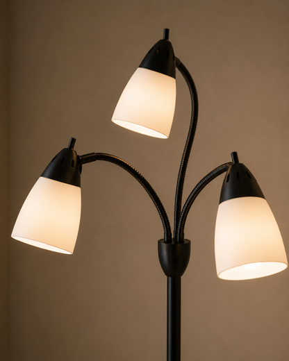 3‑Light Adjustable Arc Lamp - Black