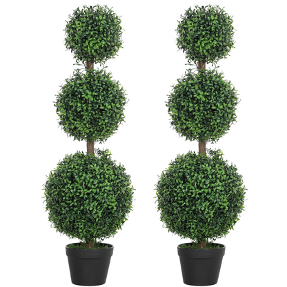 Decorative Artificial Boxwood Trees - Set of 2