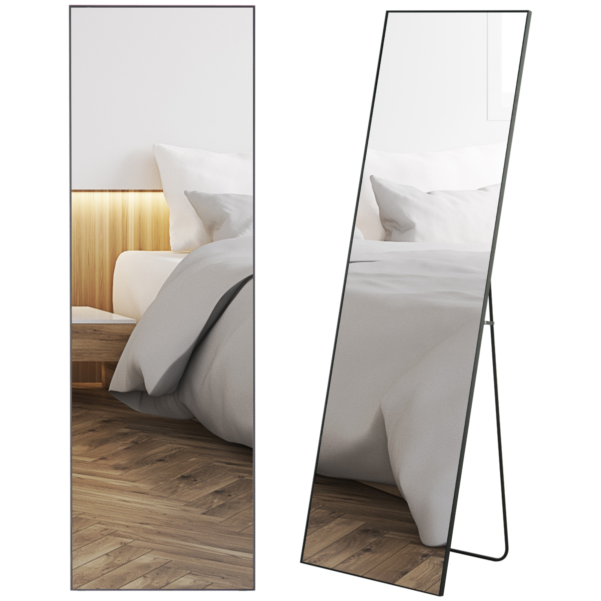 Black Slimline Full‑Length Mirror